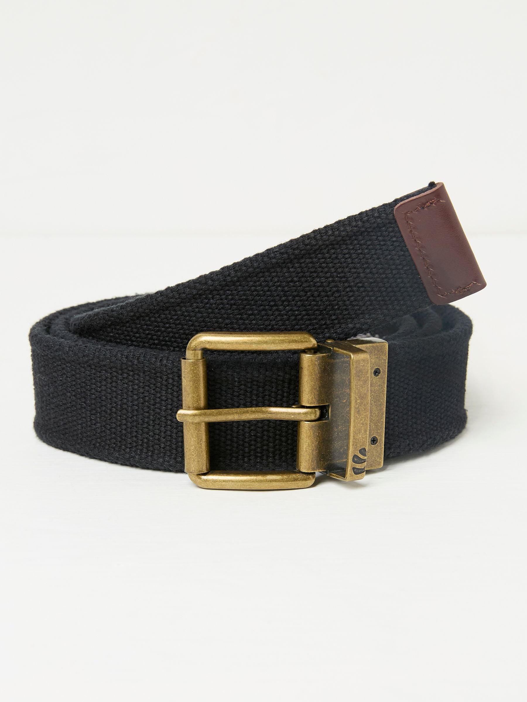Washed Black Reversible Webbing Belt