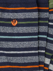 Navy Blue & Grey Men's Striped Socks