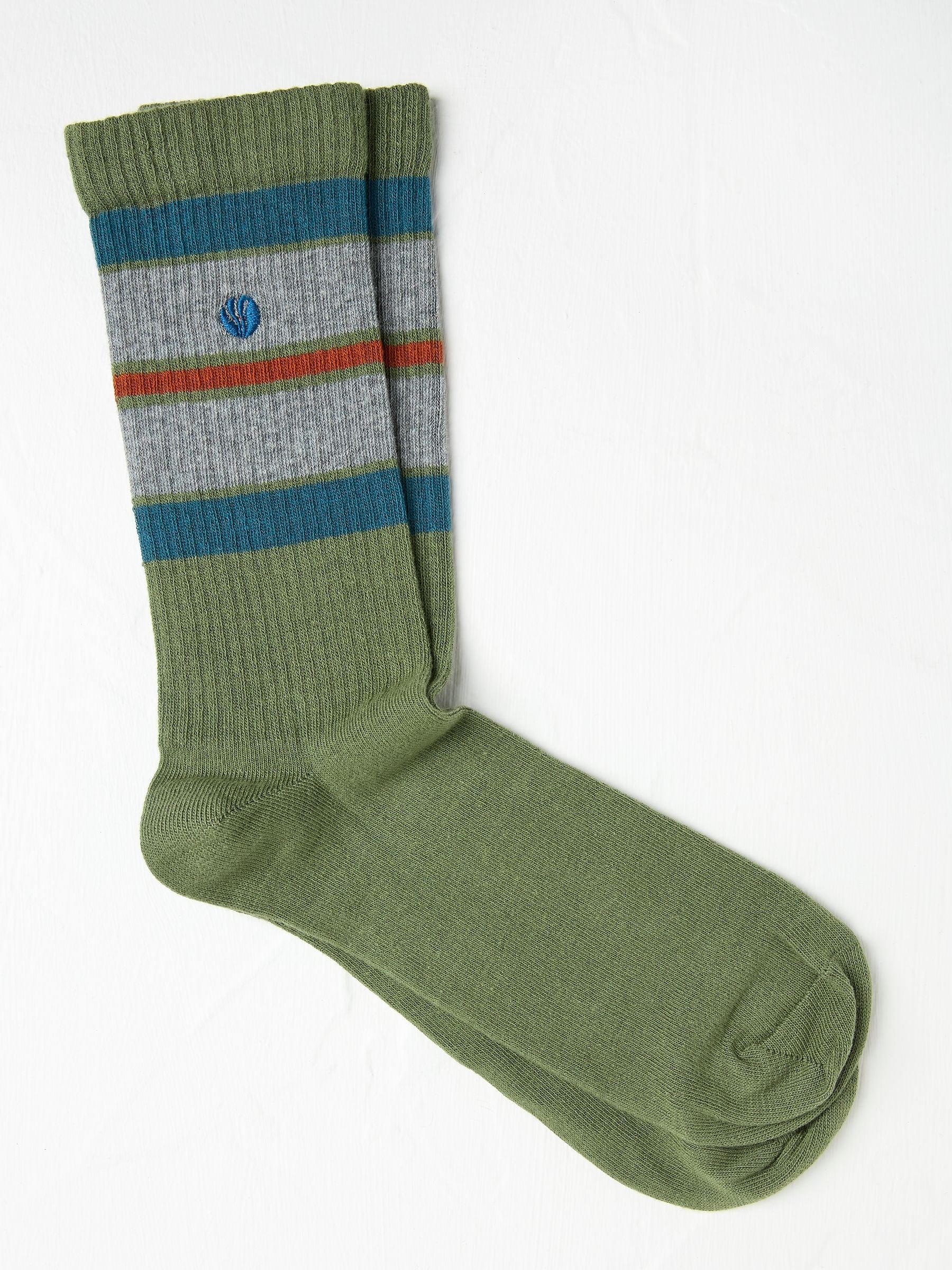 Green Men's Striped Ribbed Socks