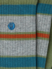 Green Men's Striped Ribbed Socks