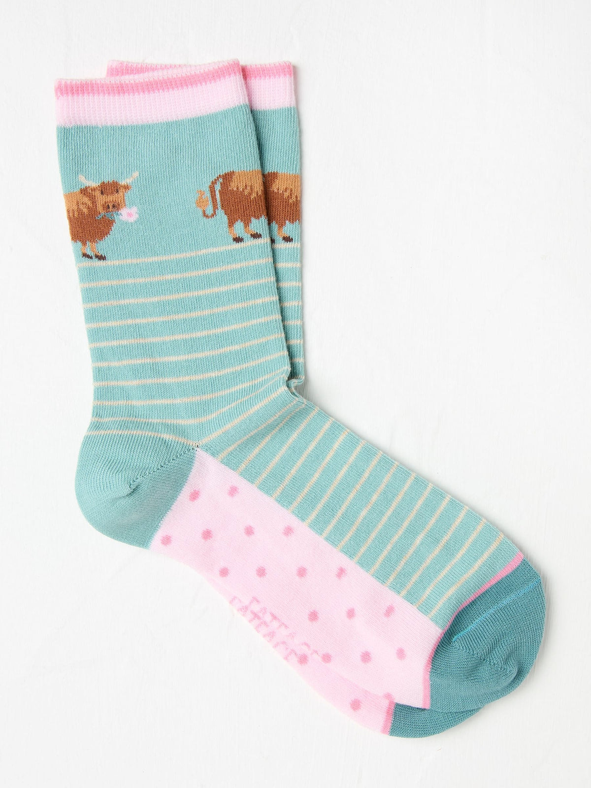 Green Hetty Highland Cow Women's Socks