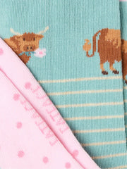 Green Hetty Highland Cow Women's Socks