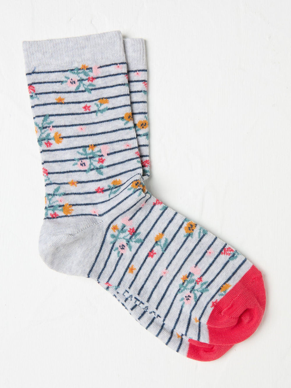 Grey Stripe Floral Women's Socks