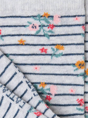 Grey Stripe Floral Women's Socks