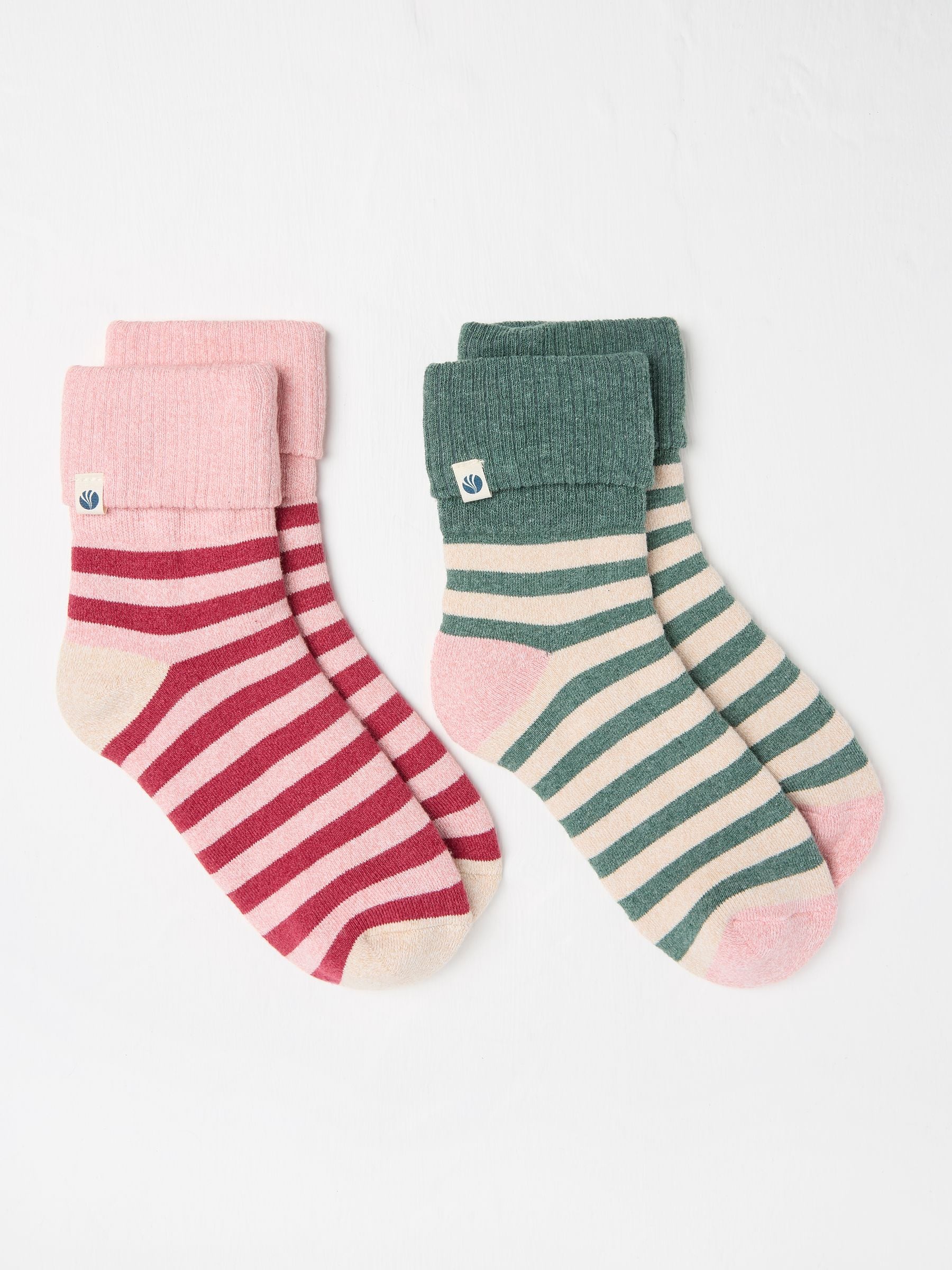 Multi Stripe 2 Pack Welly Socks