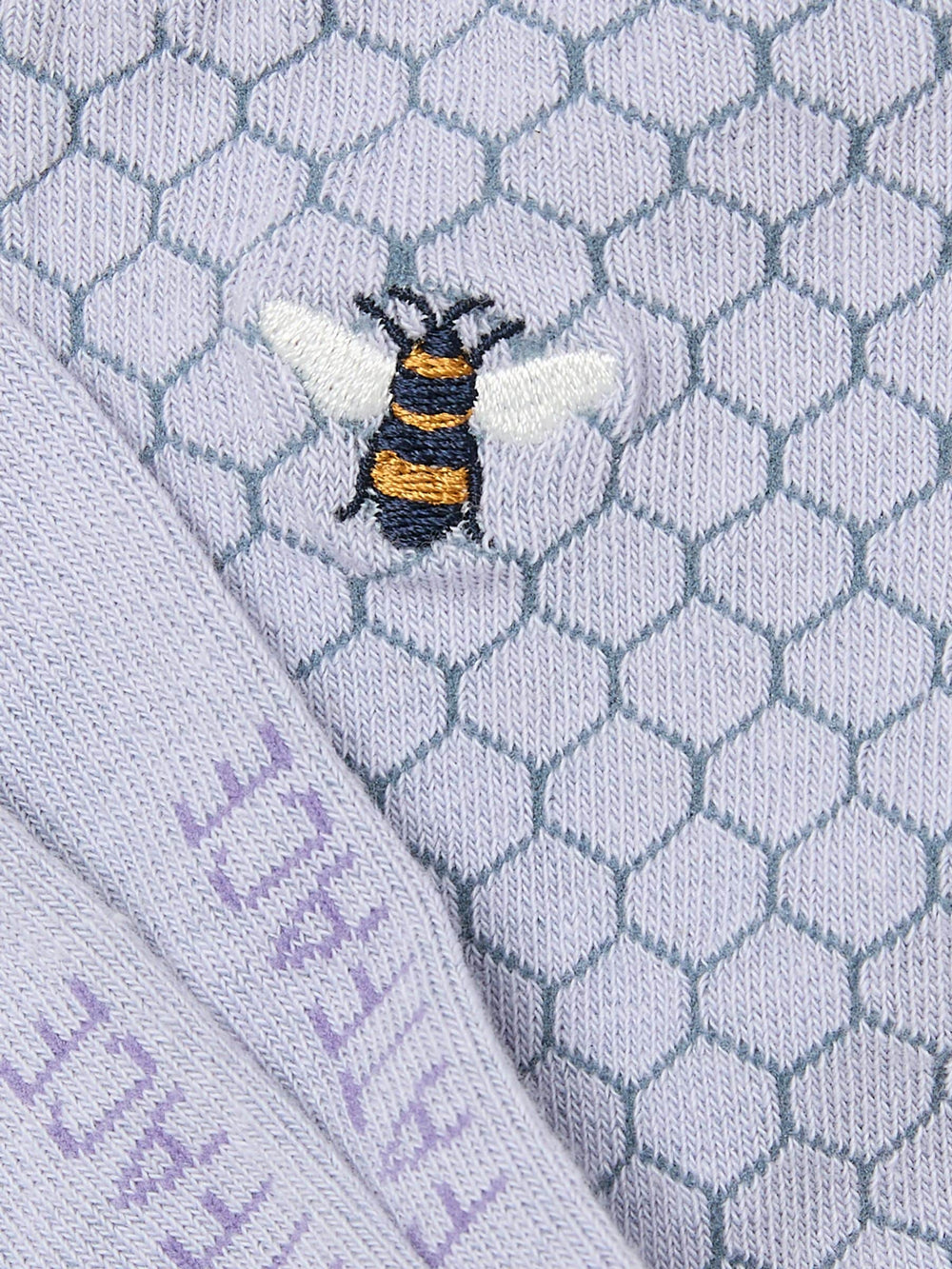 Purple Embroidered Bee Honeycomb Socks