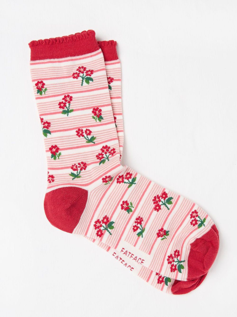 White Stripe Floral Socks
