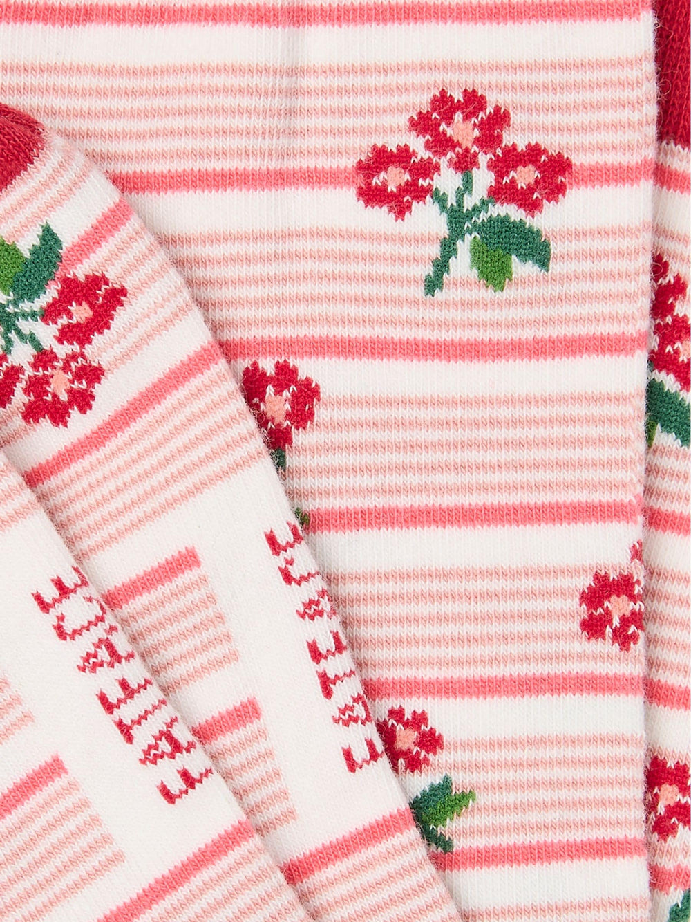 White Stripe Floral Socks