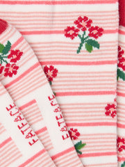 White Stripe Floral Socks