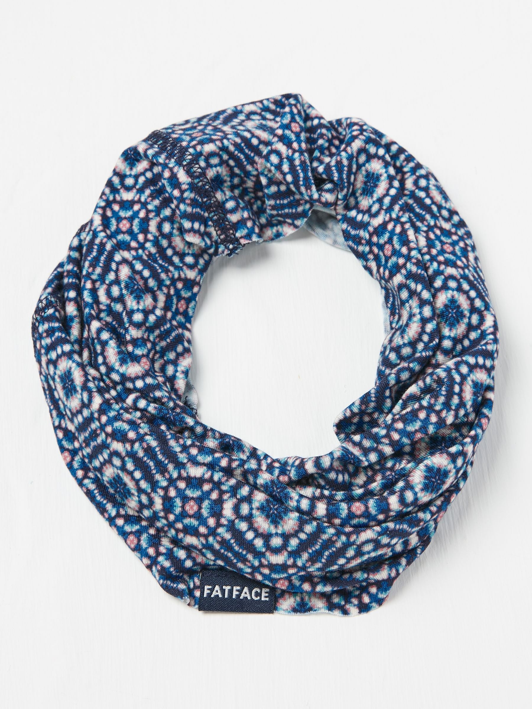 Navy Geometric Print Multi Use Snood