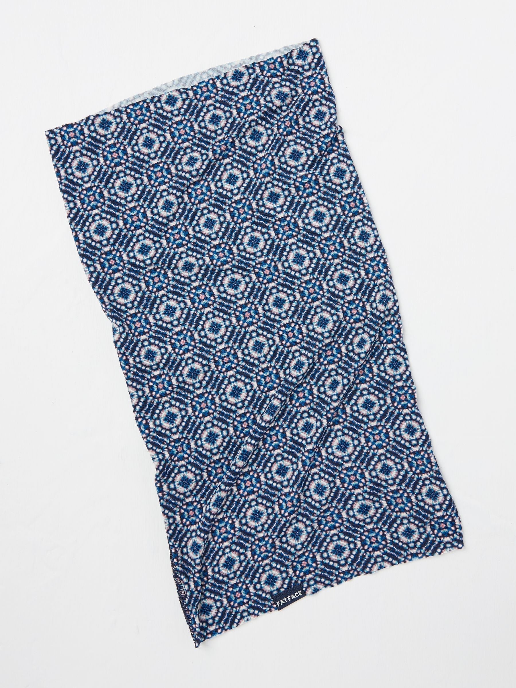 Navy Geometric Print Multi Use Snood