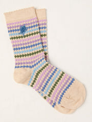 Oatmeal Embroidered Turtle Socks