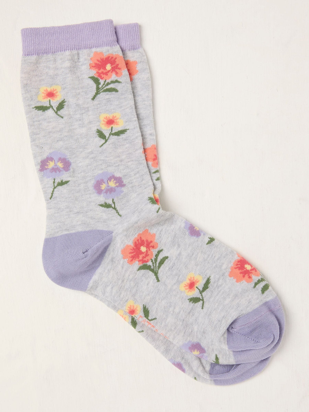 Grey Pansy Socks
