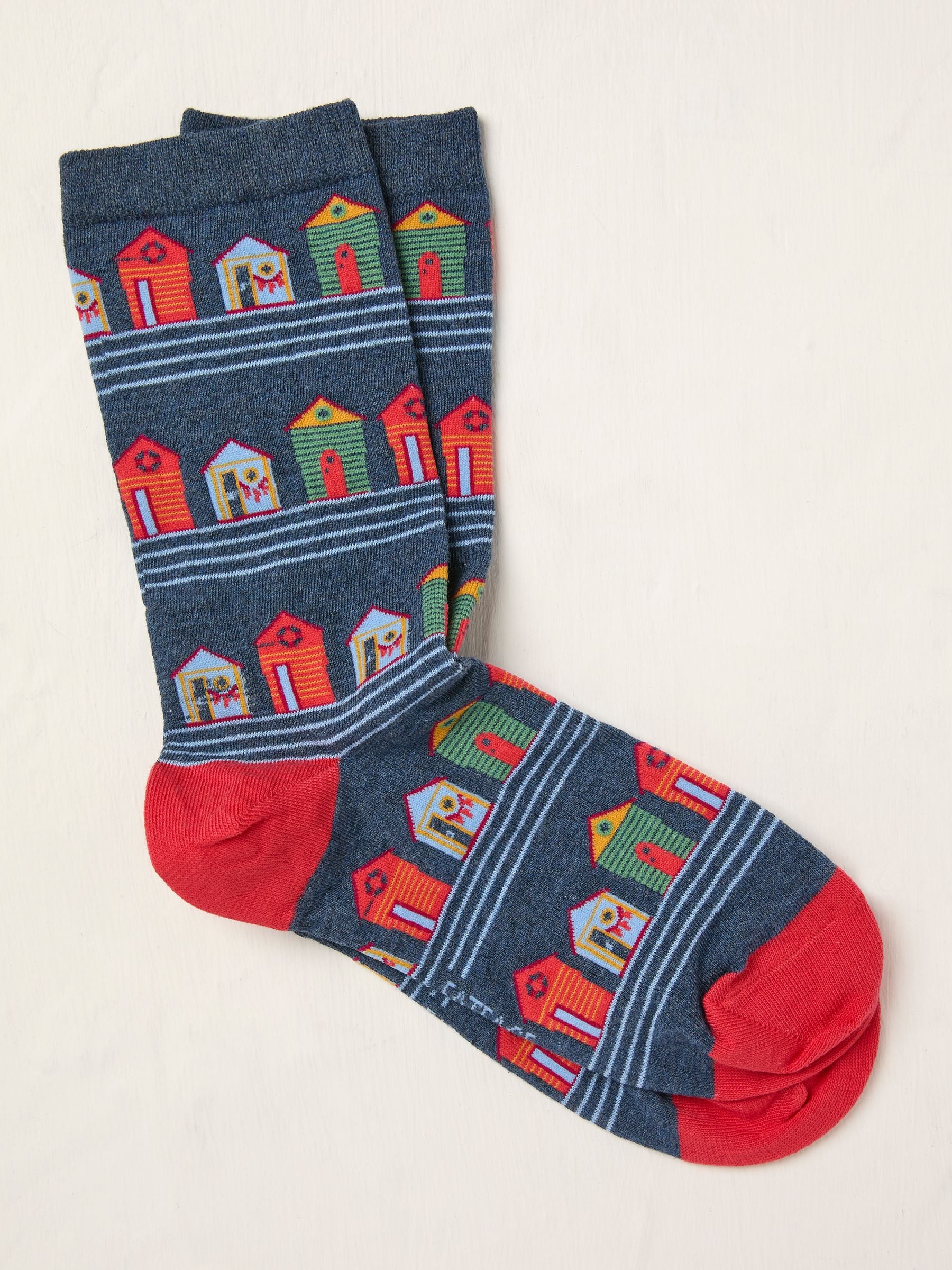 Blue Beach Hut Socks