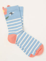 Blue Floral Bee Socks