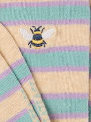 Oatmeal Embroidered Bee Socks