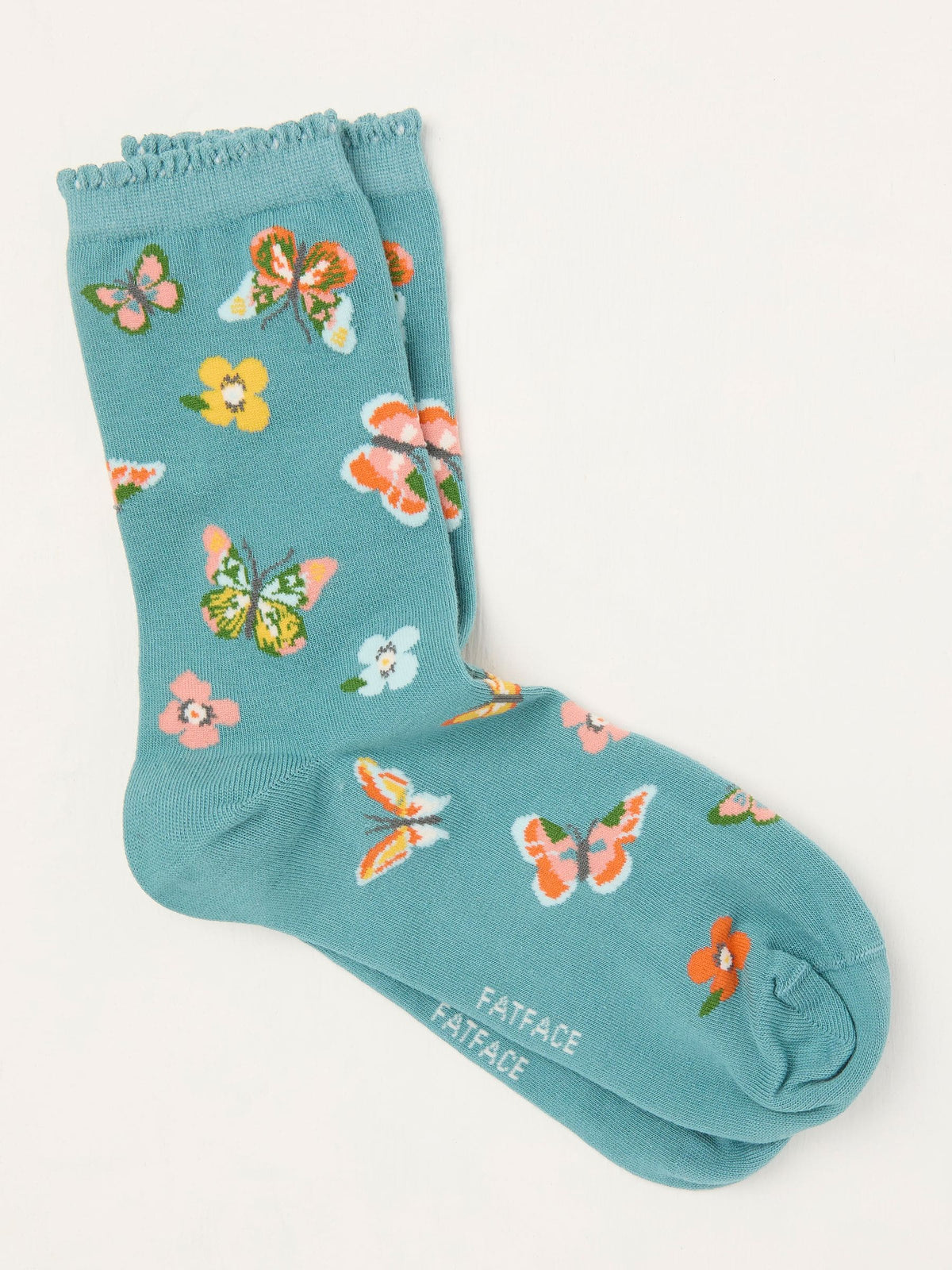 Teal Blue Butterfly Socks