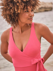 Towan Pink Wrap Textured Swimsuit