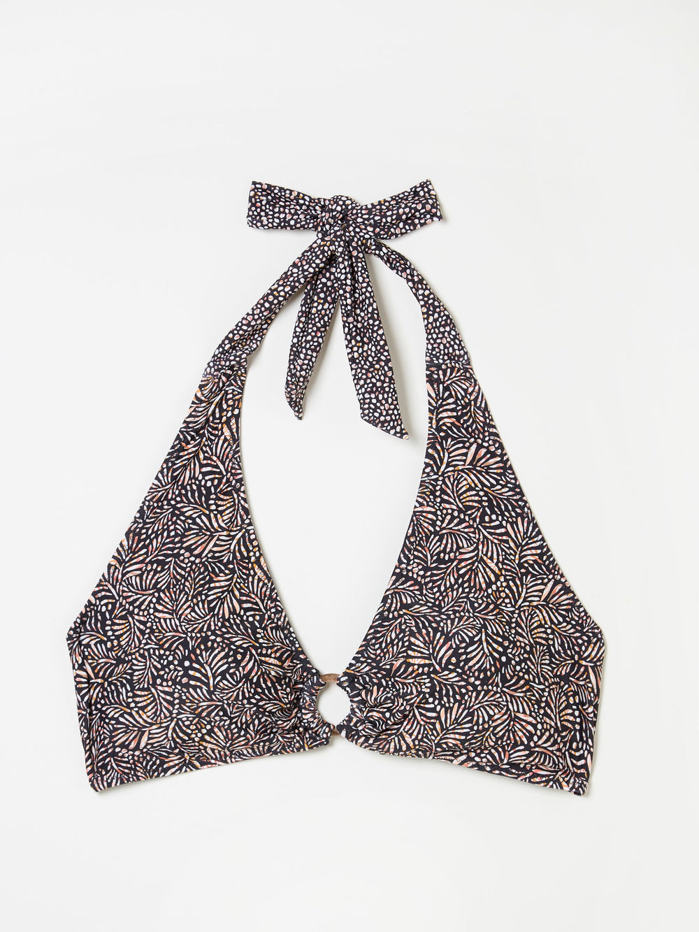 Raya Black Leaf Dot Bikini Top