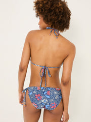 Rue Dark Blue Tie Side Detail Floral Bikini Bottoms