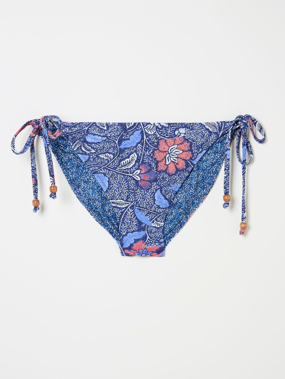 Rue Dark Blue Tie Side Detail Floral Bikini Bottoms