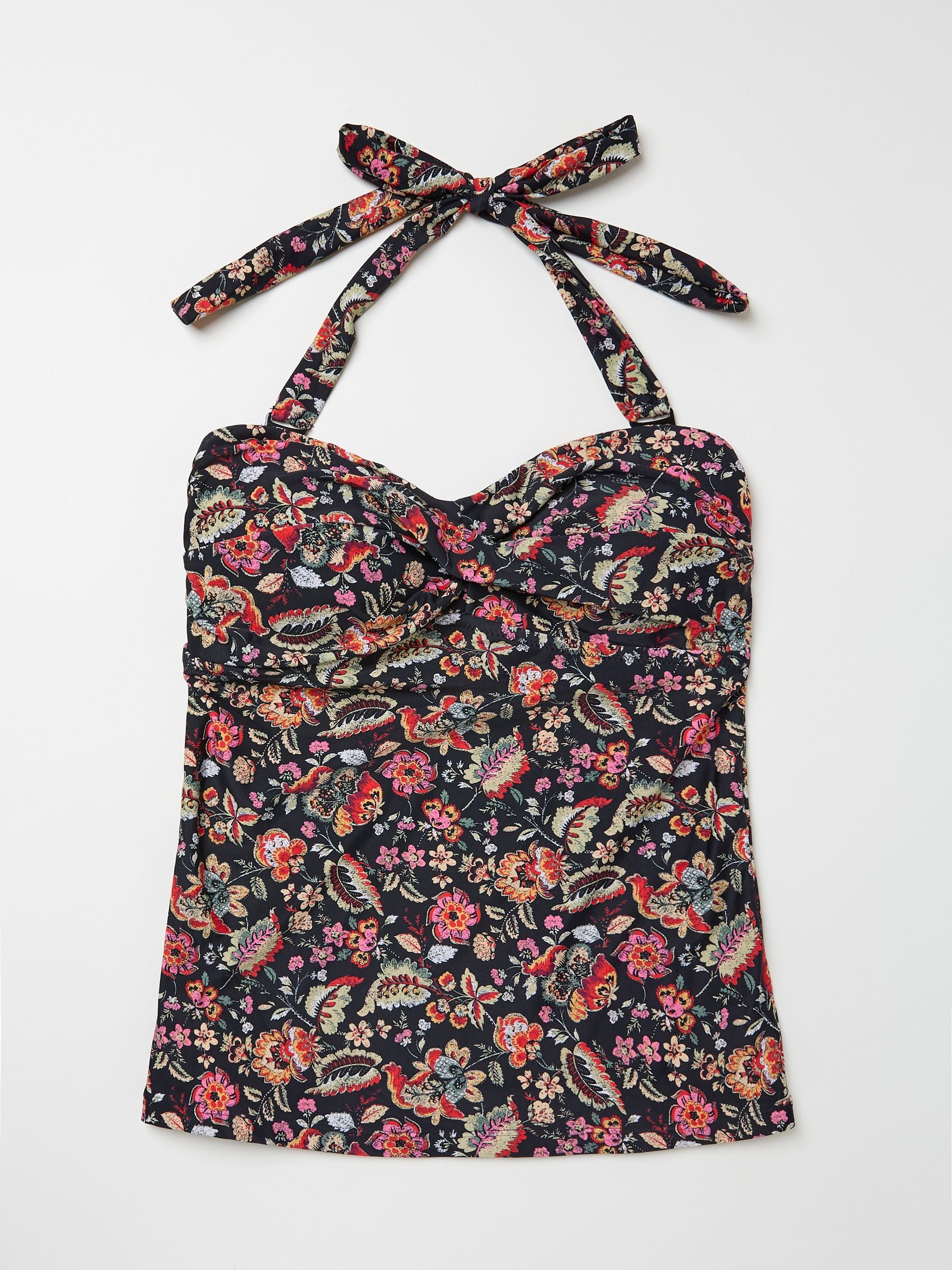 Zuri Historical Black Floral Tankini Top