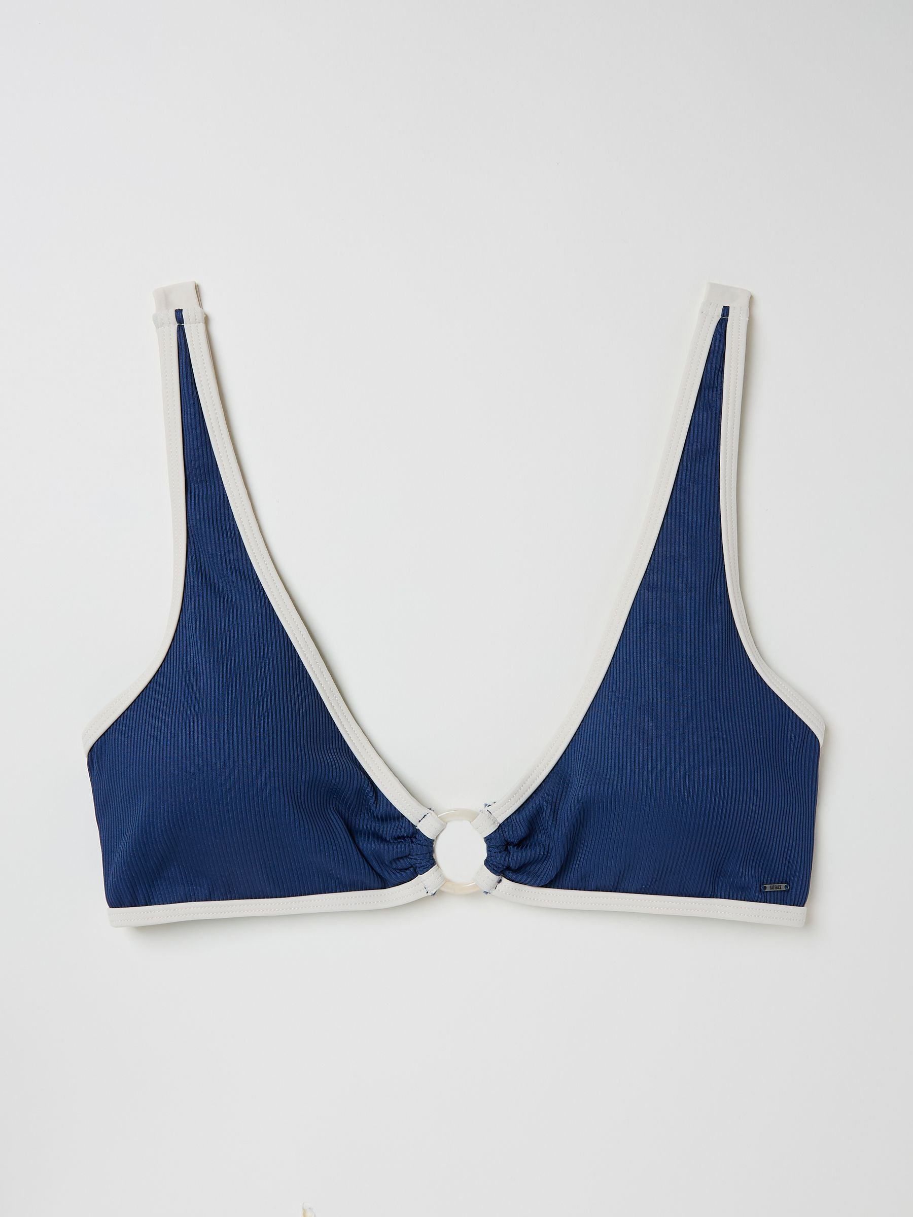 Hele Dark Vintage Blue Textured Bikini Top