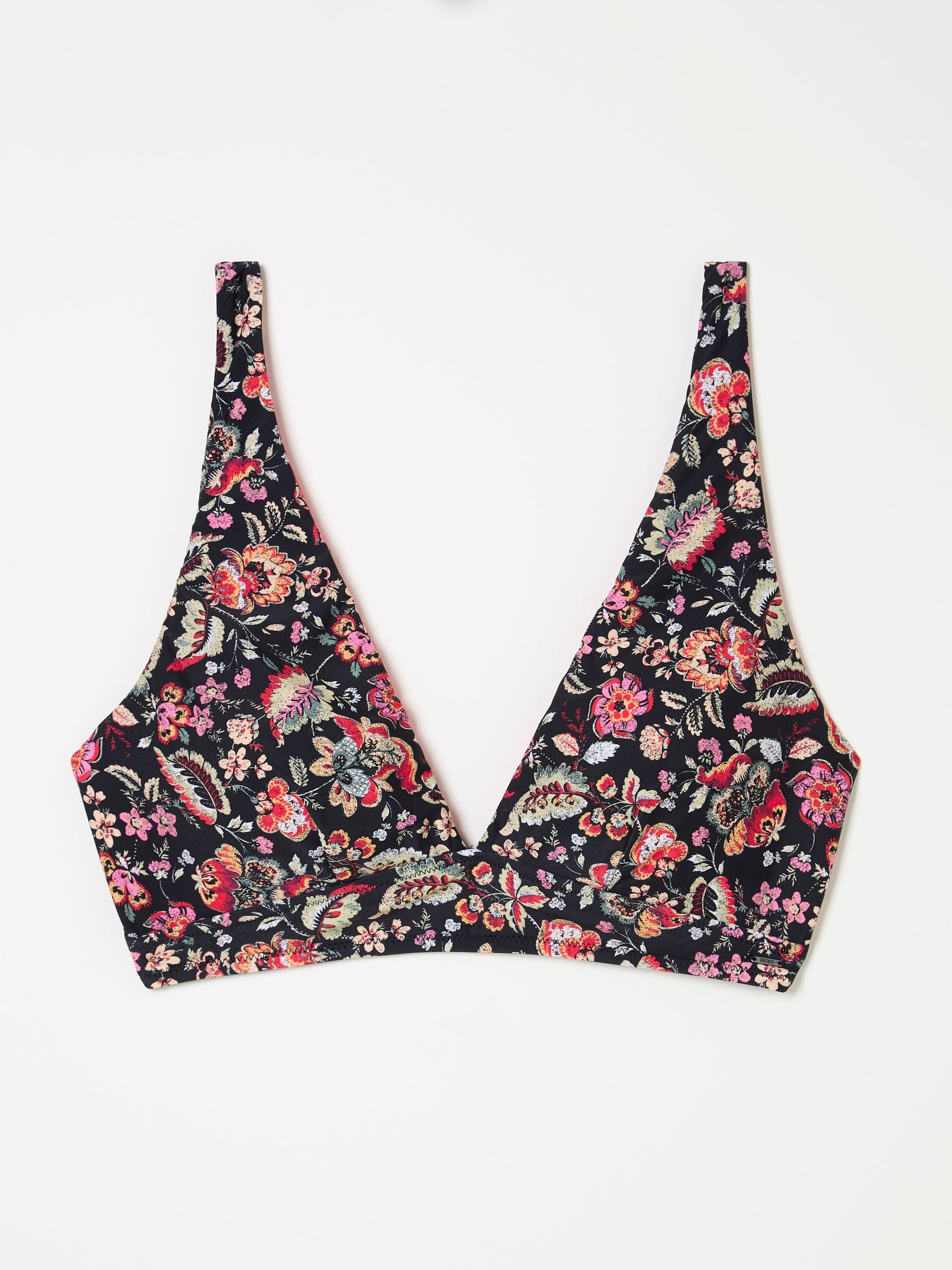 Black Historical Floral Bikini Top