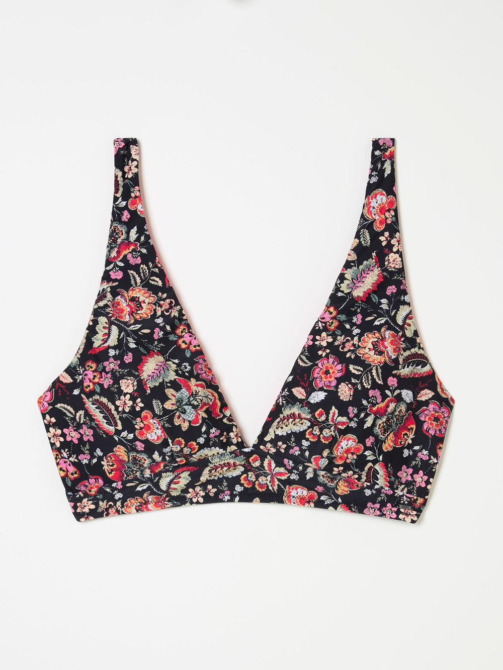 Black Historical Floral Bikini Top