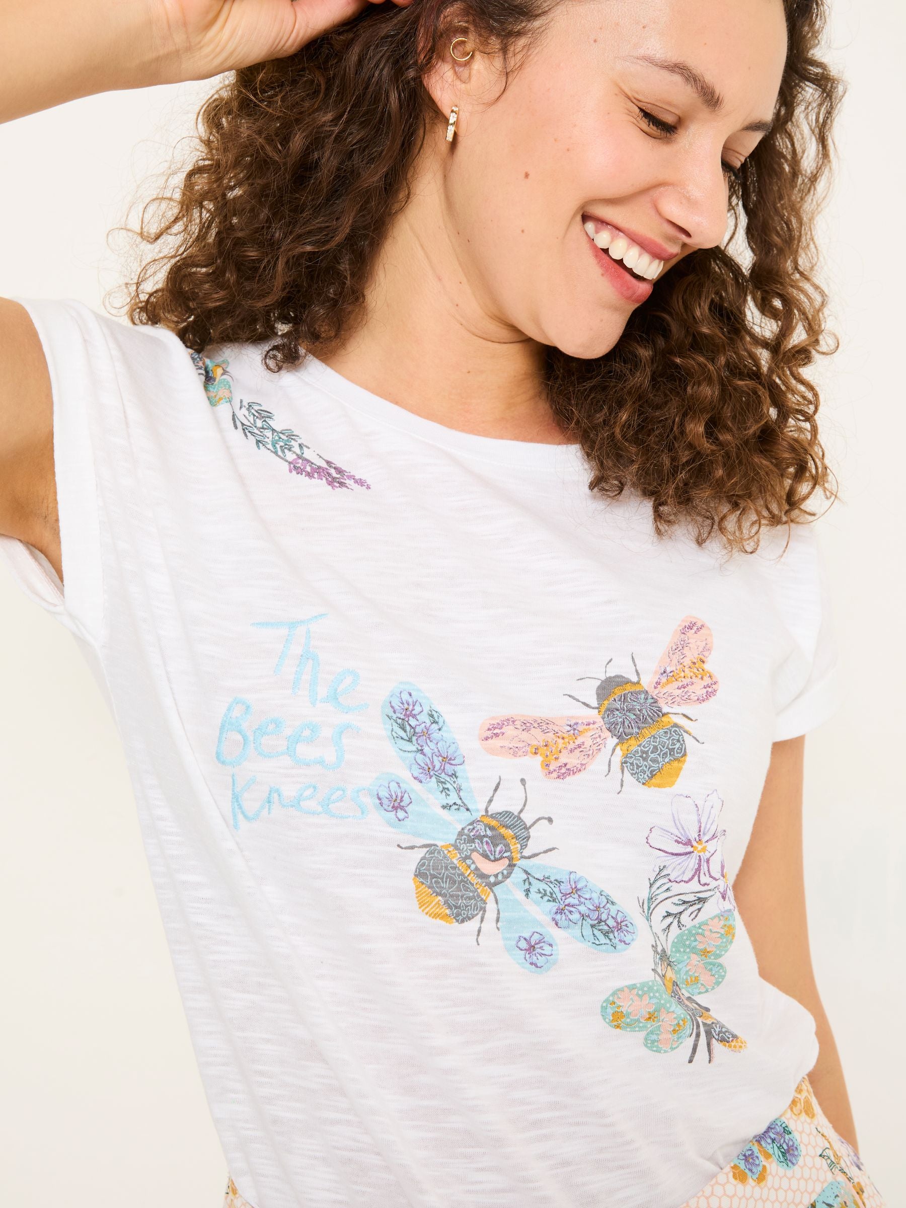 Ivory Betty Bee 100% Cotton Pyjama Top