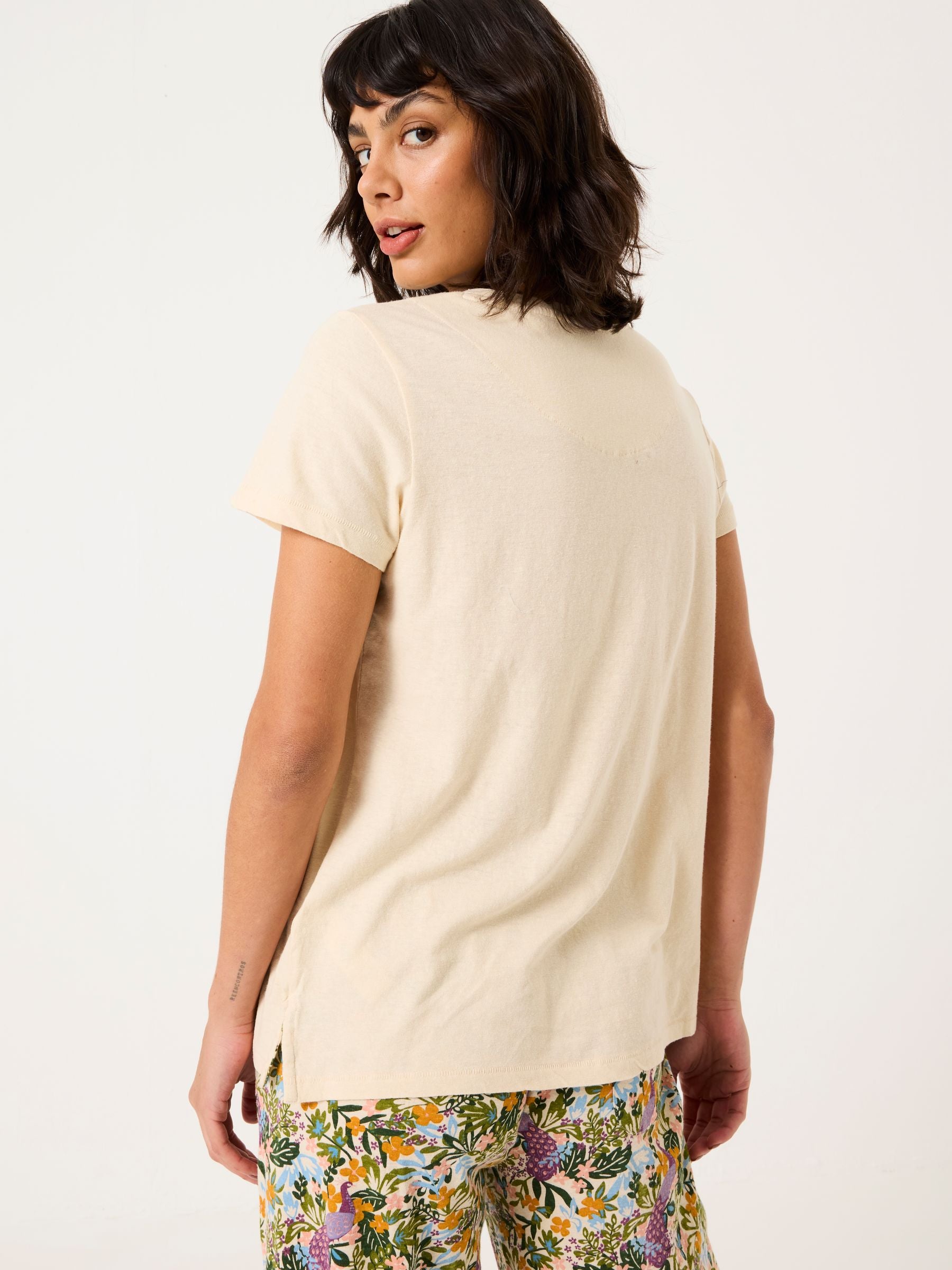 Natural Peacock Linen Blend T-Shirt