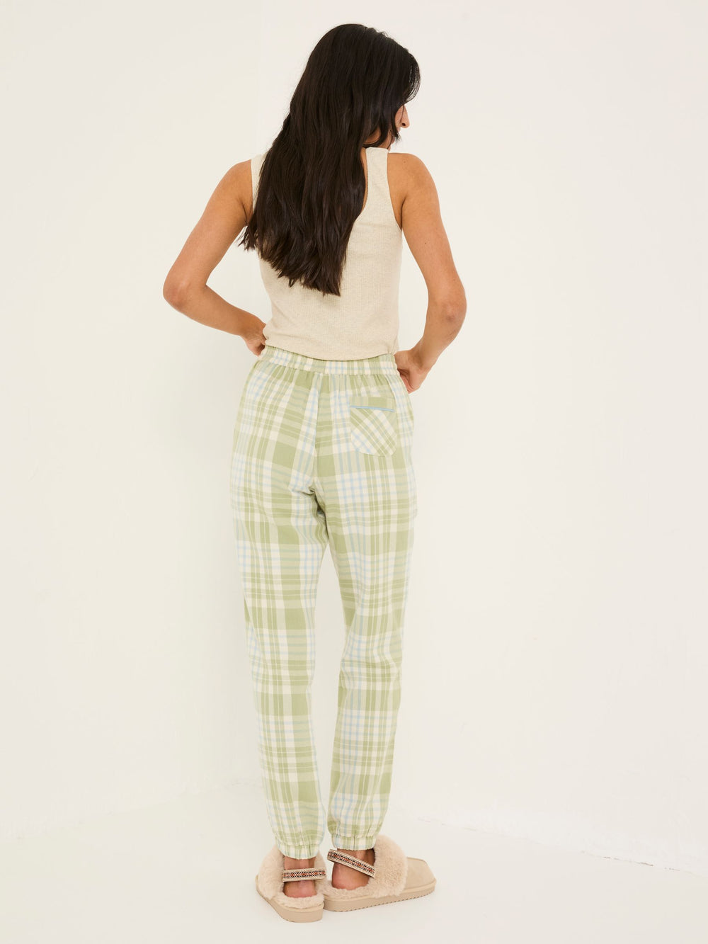 Cora Green 100% Cotton Check Pyjama Bottoms
