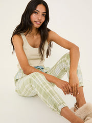 Cora Green 100% Cotton Check Pyjama Bottoms