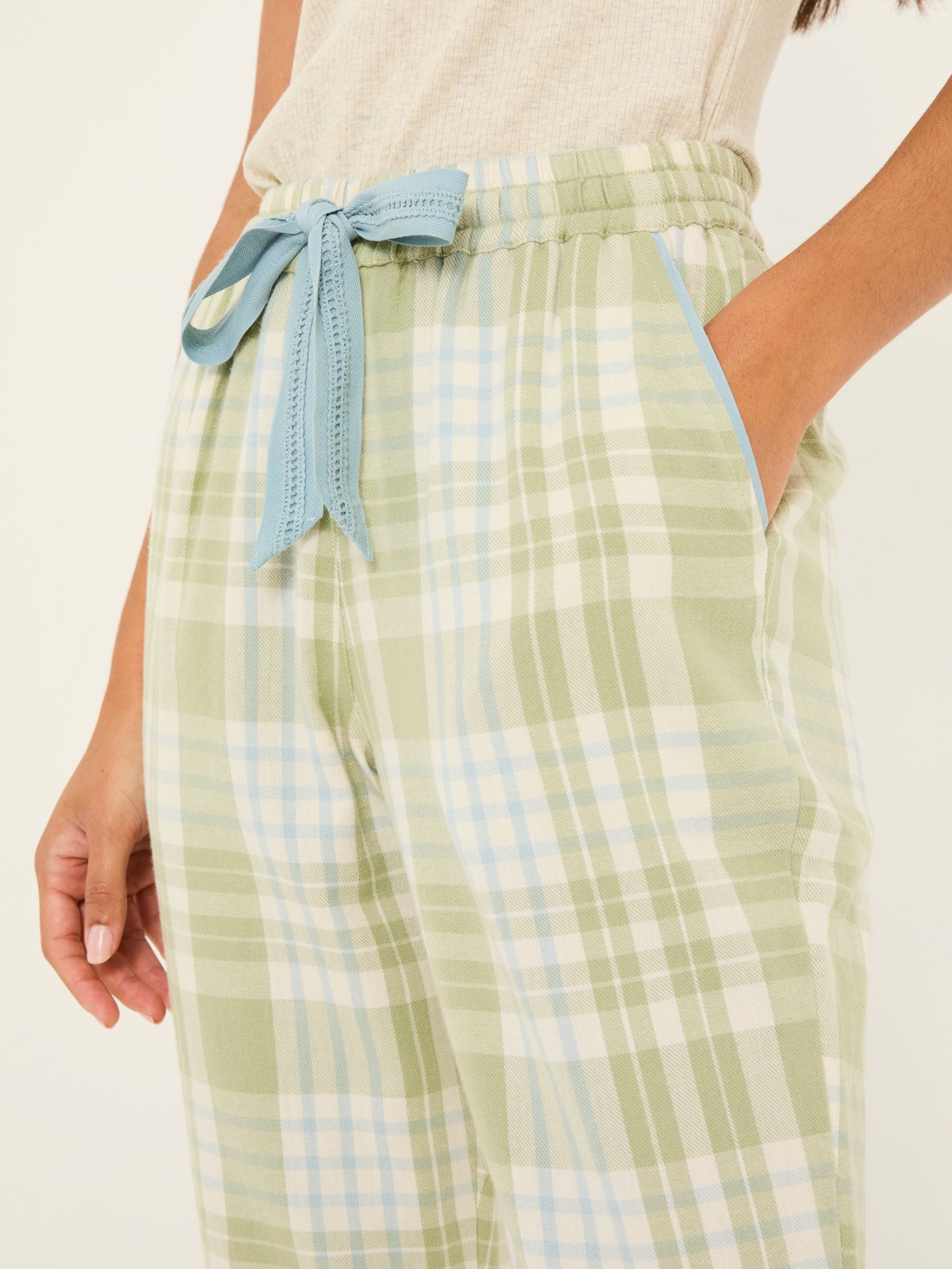 Cora Green 100% Cotton Check Pyjama Bottoms