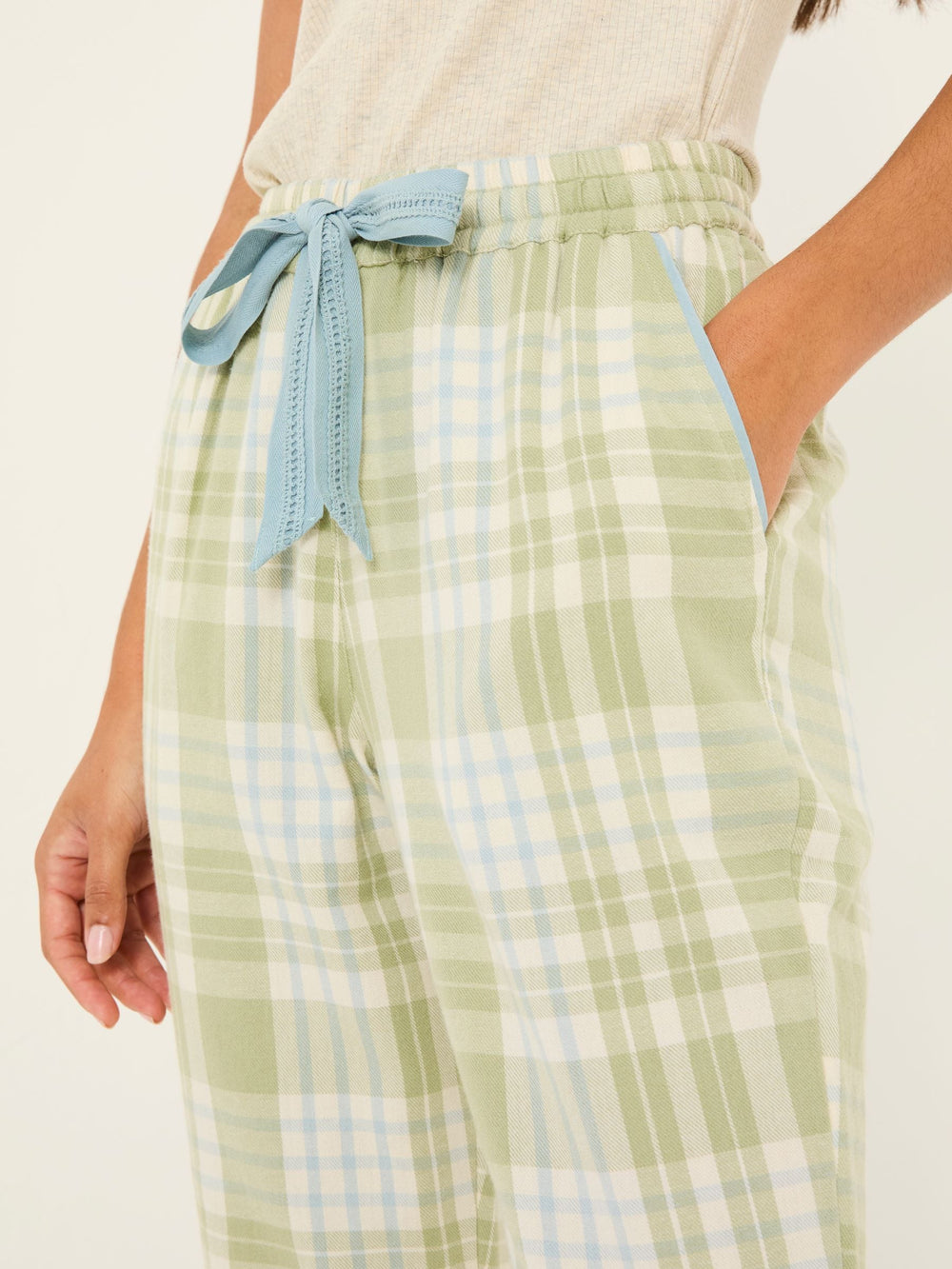 Cora Green 100% Cotton Check Pyjama Bottoms