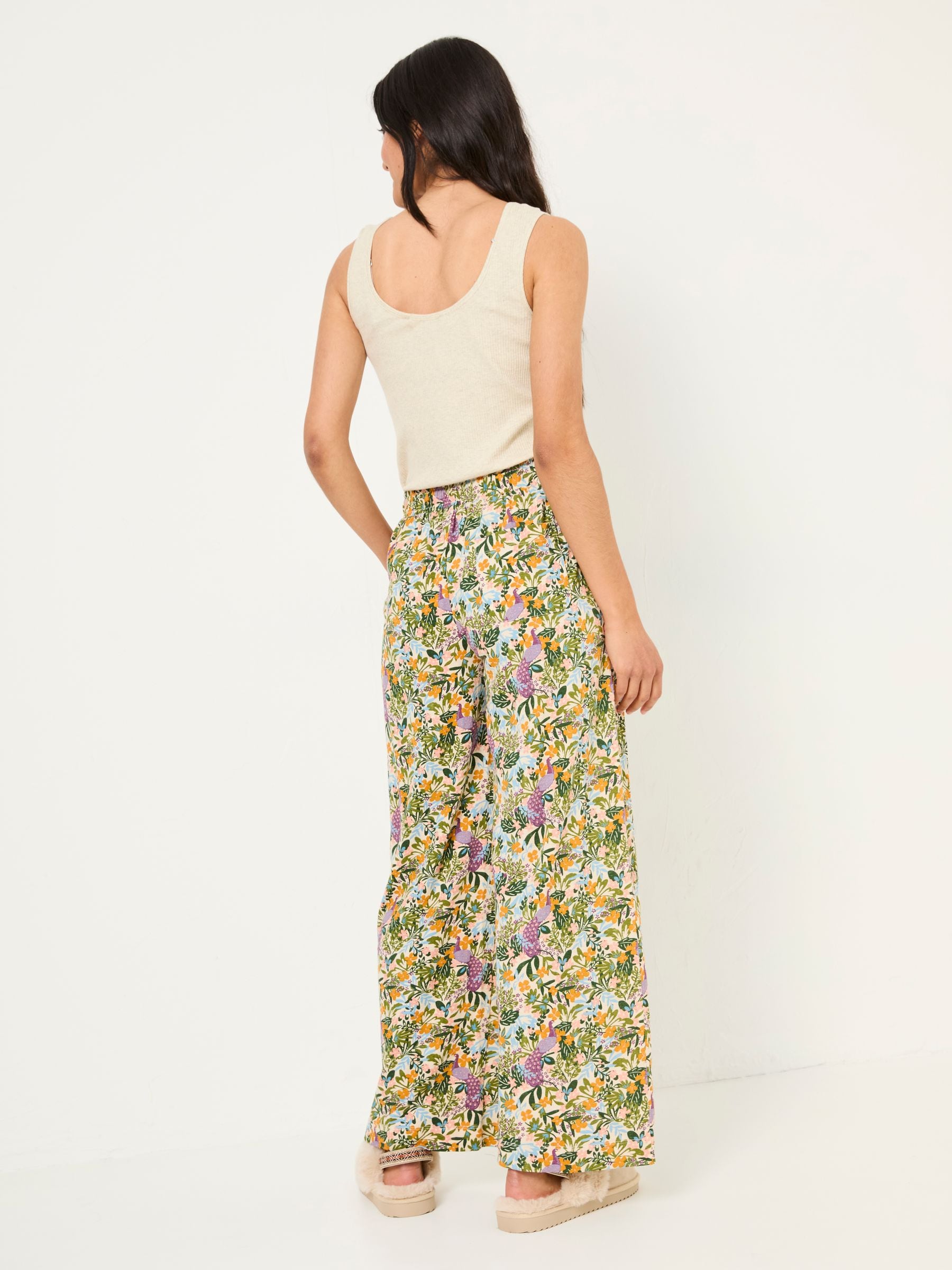Lola Multi Peacock Linen Blend Pyjama Bottoms