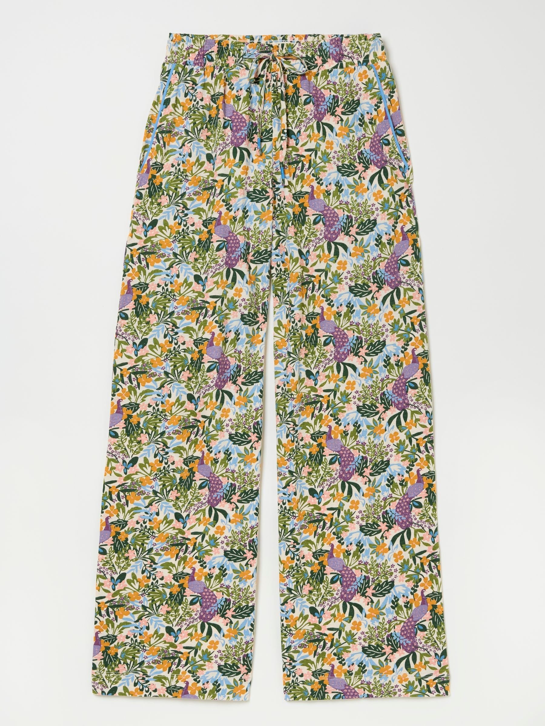 Lola Multi Peacock Linen Blend Pyjama Bottoms
