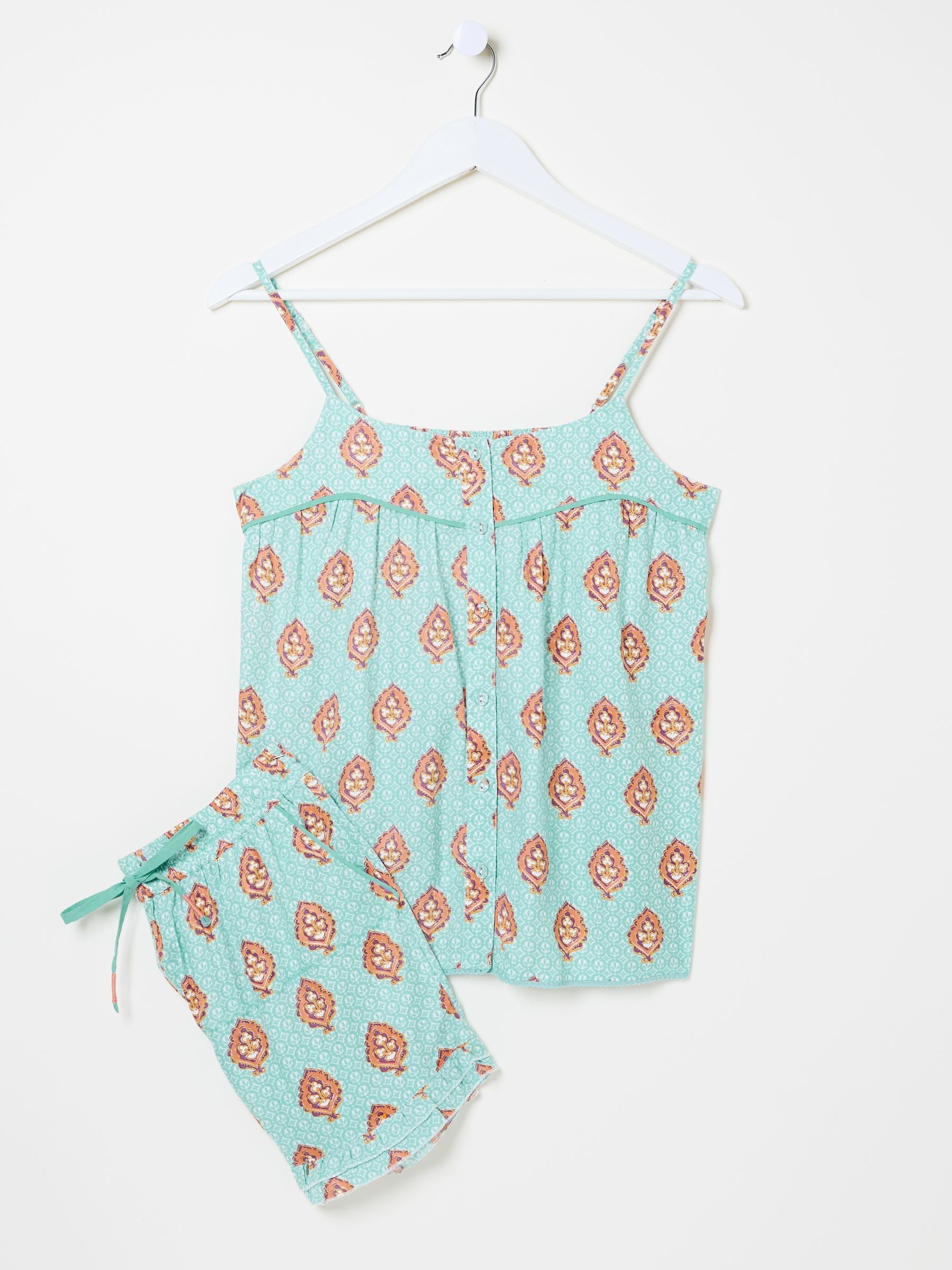 Blue Printed Pyjama Shorts Set