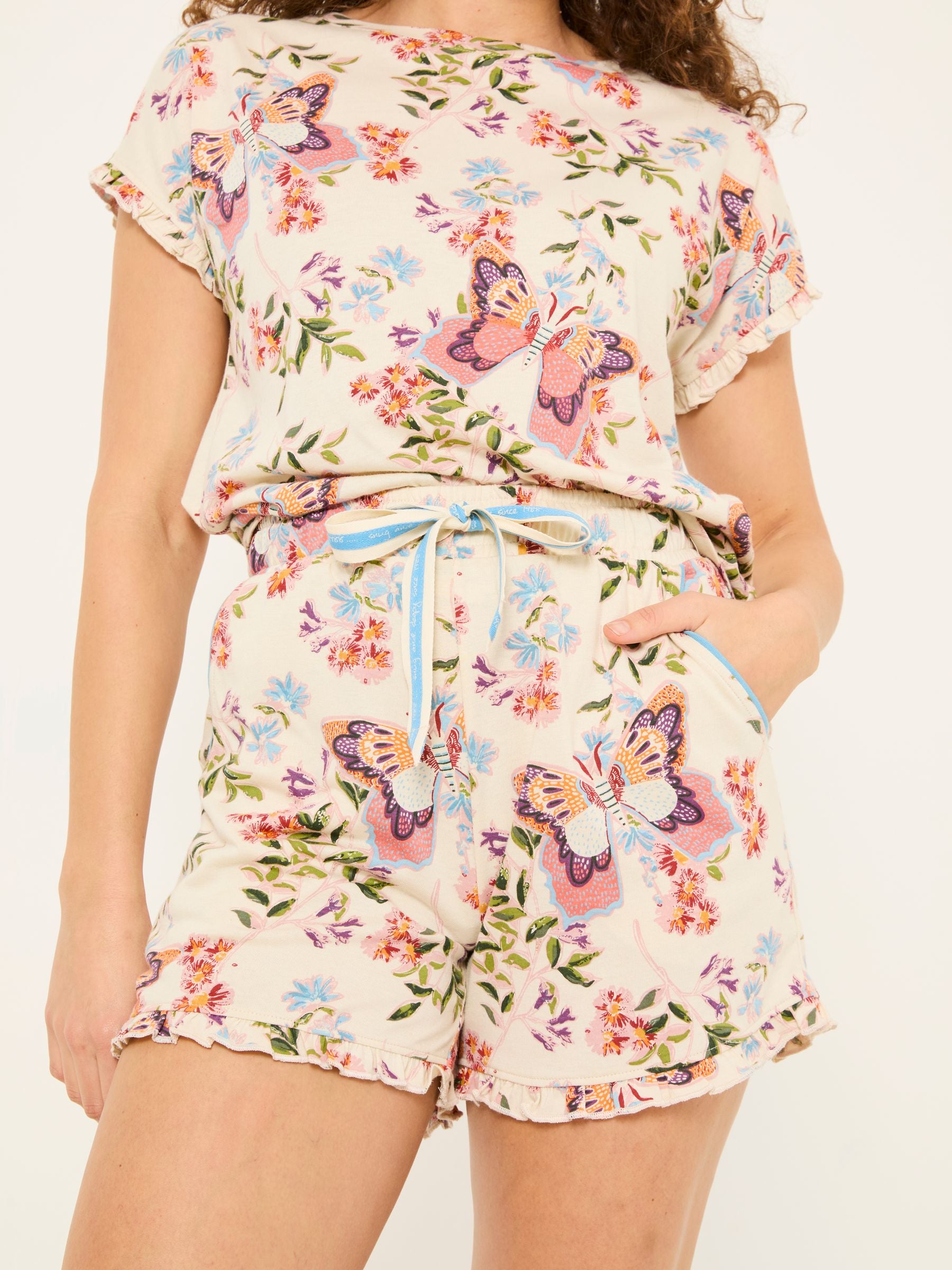 Multi Butterfly Pyjama Shorts Set