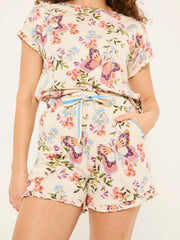 Multi Butterfly Pyjama Shorts Set