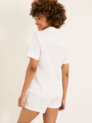 White Textured Pyjama Shorts Set