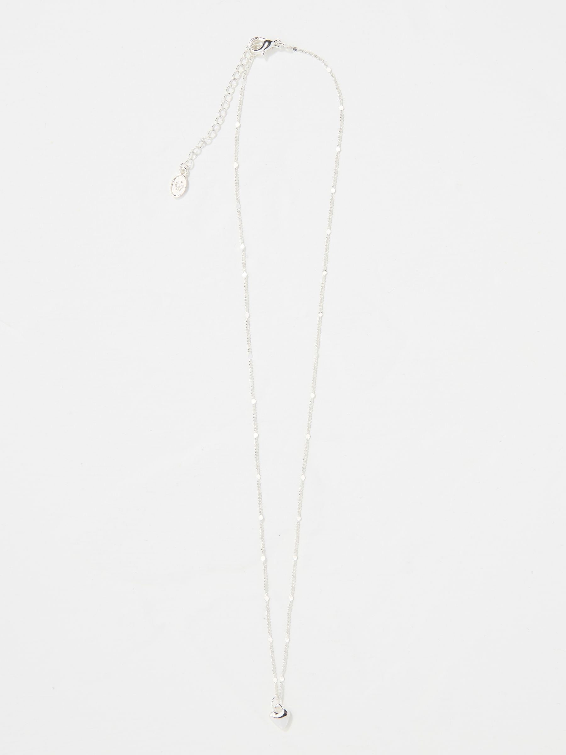 Silver Tone Heart Pendant Necklace