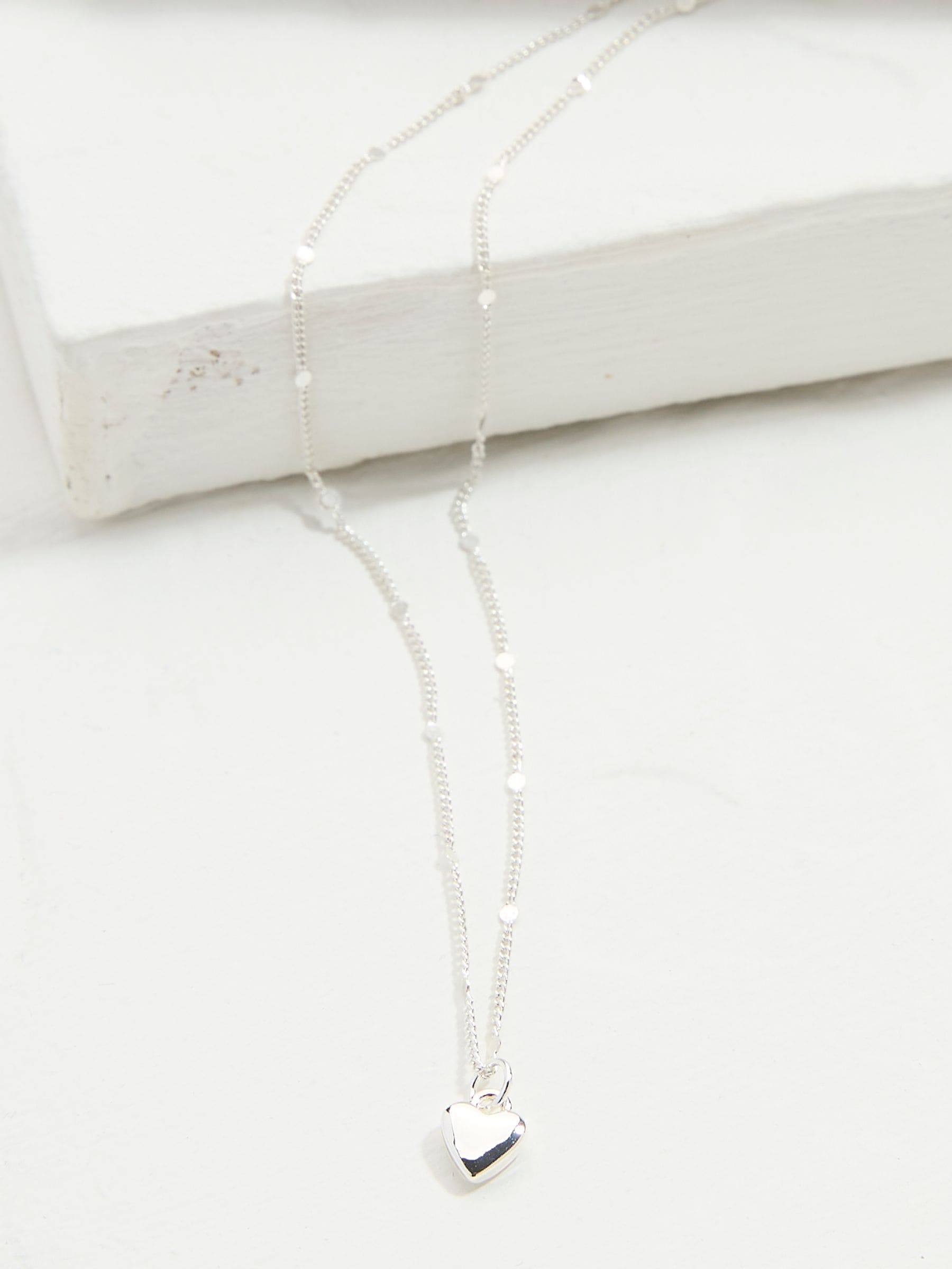 Silver Tone Heart Pendant Necklace