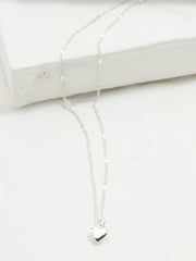 Silver Tone Heart Pendant Necklace
