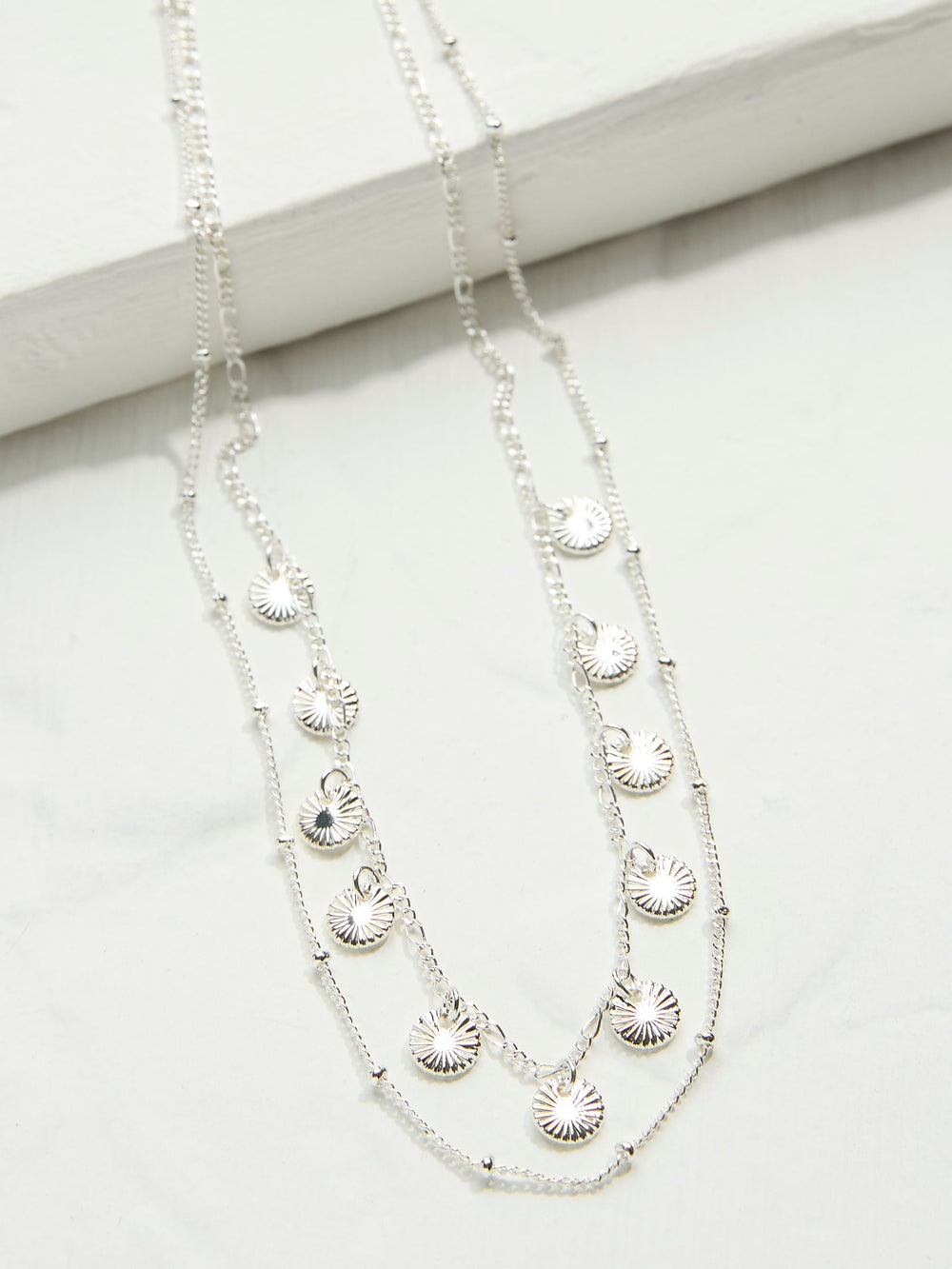 Silver Tone Double Layered Necklace
