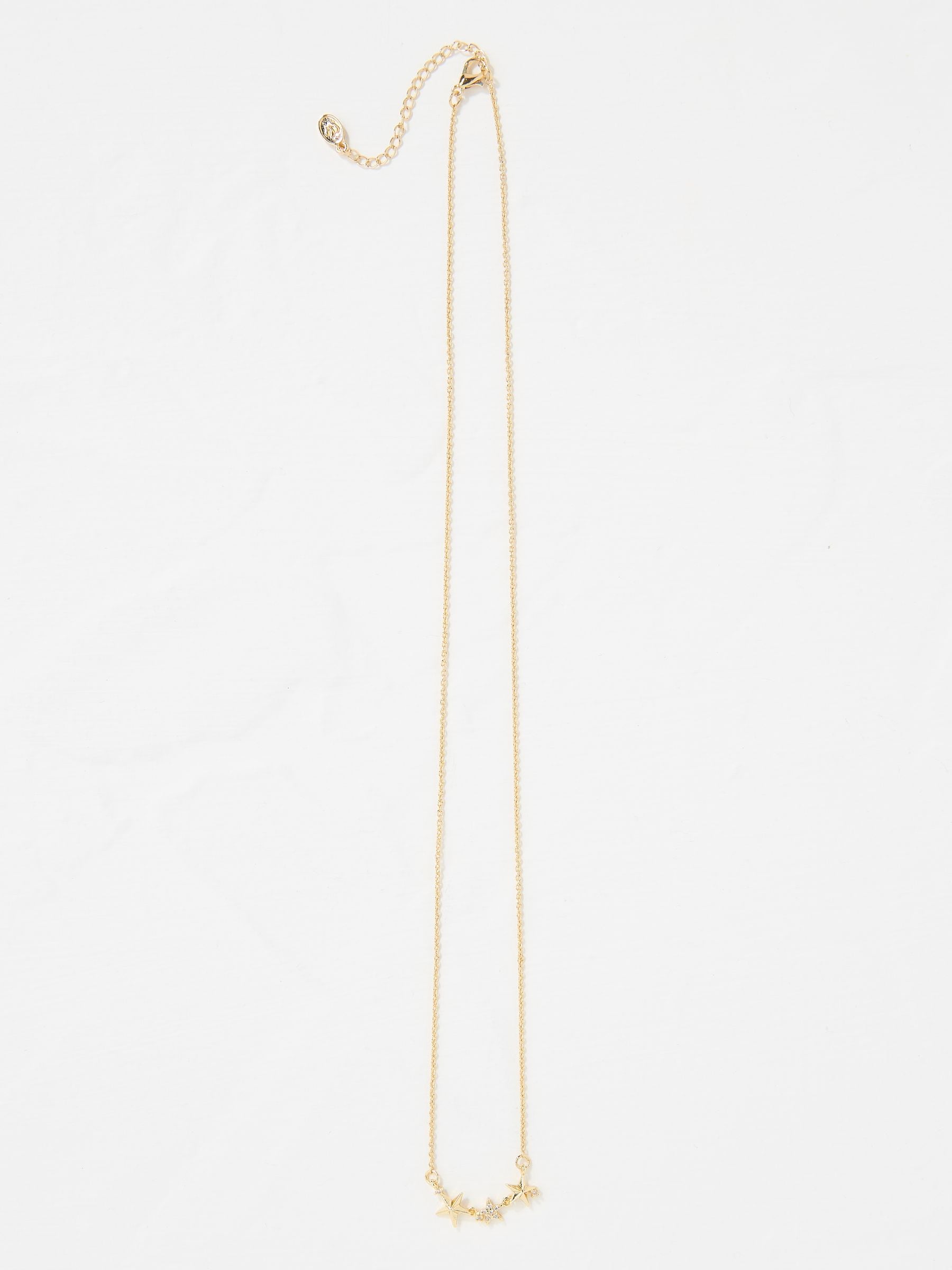 Gold Tone Trio Star Pendant Necklace