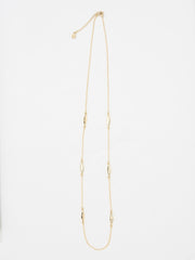 Gold Tone Hammered Oval Long Necklace