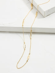 Gold Tone Hammered Oval Long Necklace