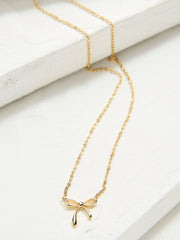Gold Tone Bow Pendant Necklace