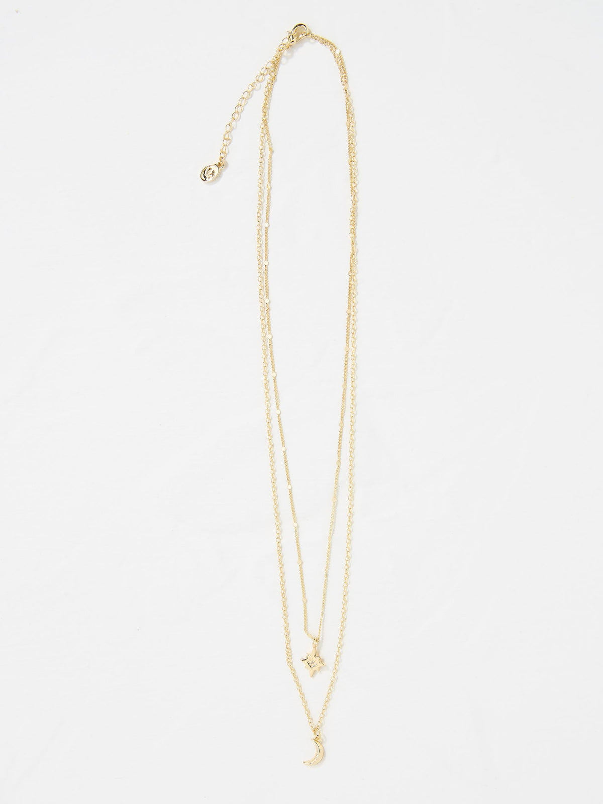 Gold Tone Star and Moon Layered Necklace